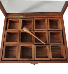 Sheesham Wood Spice Box (12 Compartments & A Spoon)