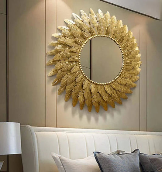 Exclusive Metal Leaf Mirror Wall Decor