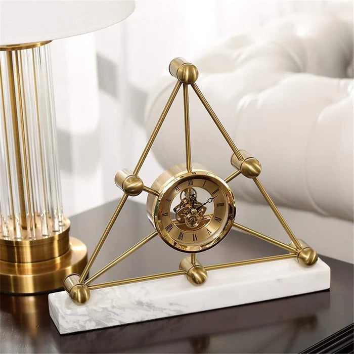 Rustic Metal Triangular Table Clock