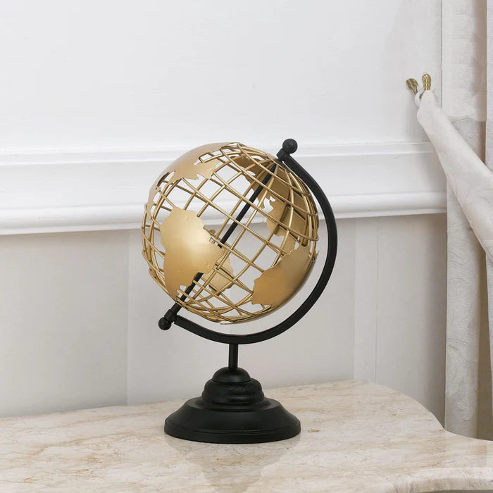 World Map Armando Gold Perforated Table Globe