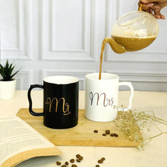 Ceramic Mr & Mrs Mugs Set With Stand