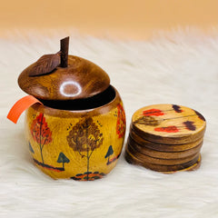 Apple Shaped Wooden Tea Coaster