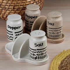 Ceramic Salt Pepper Container Set With Tray