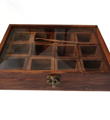 Sheesham Wood Spice Box (12 Compartments & A Spoon)