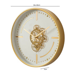 White and Golden Gears Wall Clock