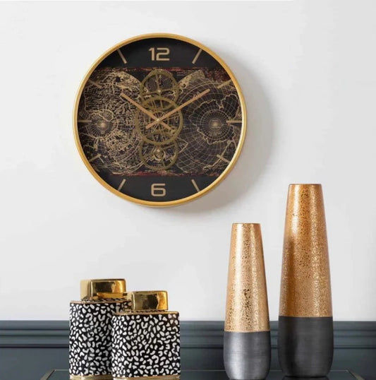 Exclusive Curve Gold Gears Wall Clock