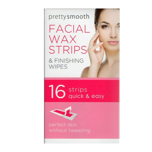 PRETTY SMOOTH FACIAL WAX STRIPS & FINISHING WIPES 16PC