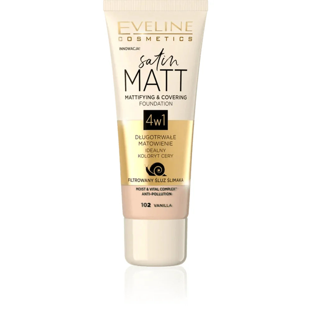 EVELINE SATIN MATT MATTIFYING & COVERING FOUNDATION 102 VANI