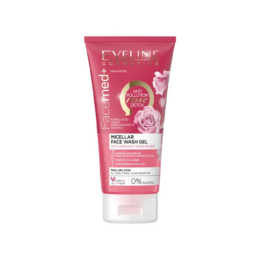 EVELINE FACEMED+ MICELLAR FACE WASH GEL WITH ROSE WATER 150M