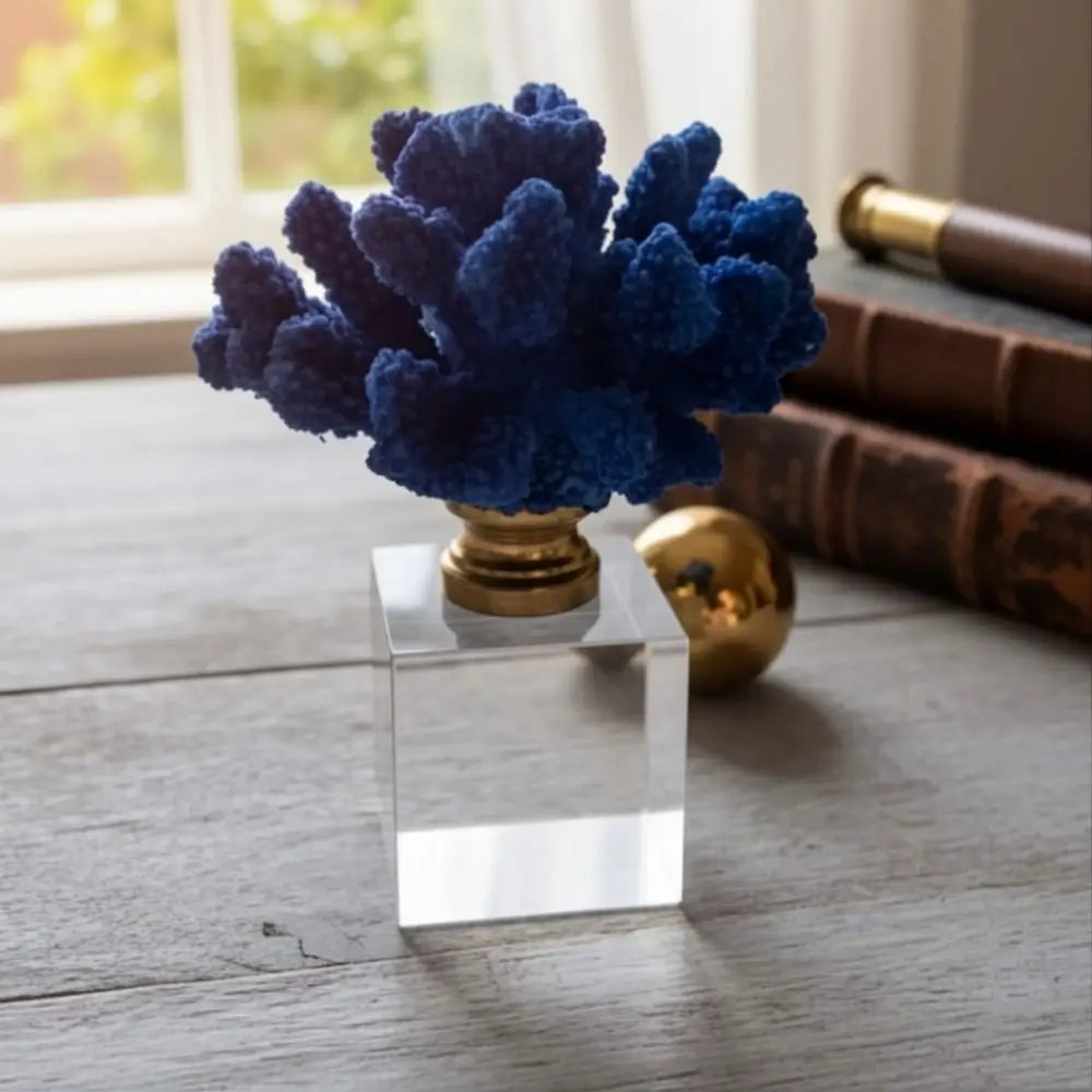 Acrylic Base Brass Finish Coral Decor