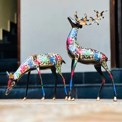 Naqshi Artistic Brass Deer (Set of 2)