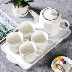 European Style China Teapot Cup with China Tray (6 Pcs)