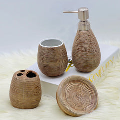 Check Texture Ceramic Bath Set (4 Pcs)