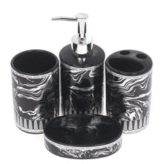 4Pcs Bathroom Set Black & Silver