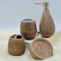 Check Texture Ceramic Bath Set (4 Pcs)