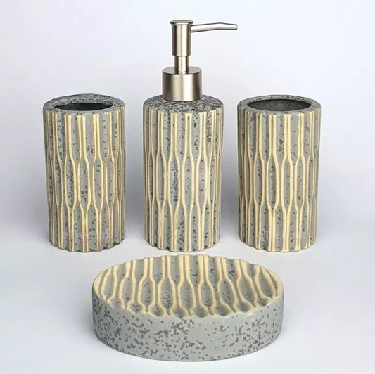 Self Textured Bath Set (4 Pcs)