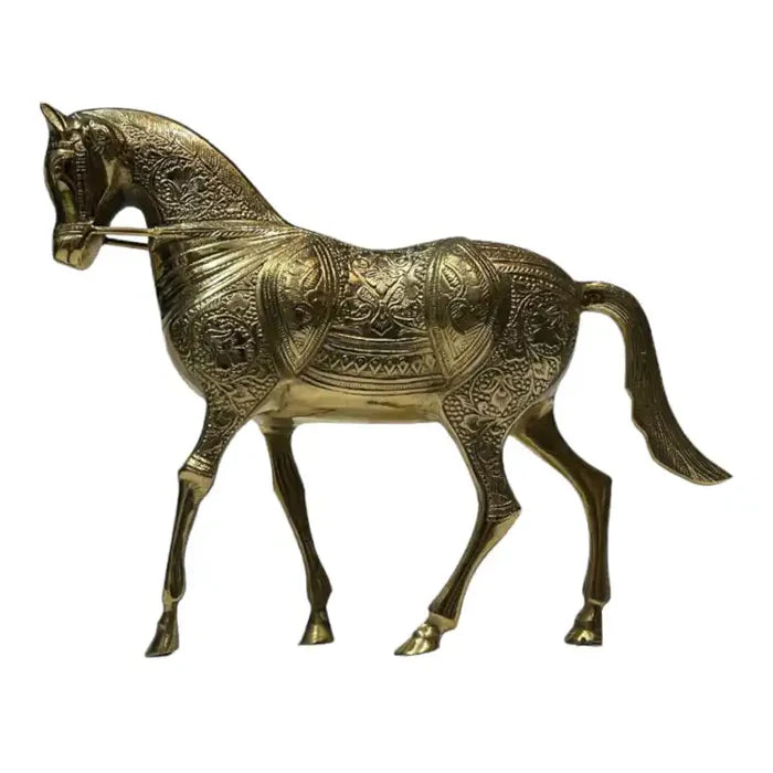 Beautiful Gold Brass Horse Sculpture