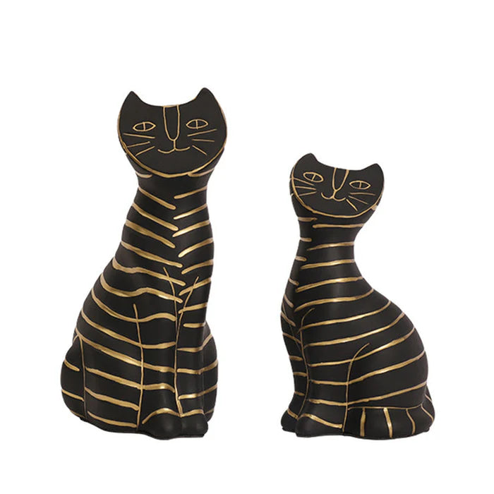 Noir Feline Grace Sculptures (2 Pcs)