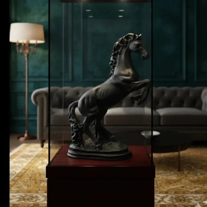 Contemporary Matte Black Galloping Horse Sculpture