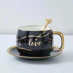 Black Nordic Style Coffee Cup With Saucer