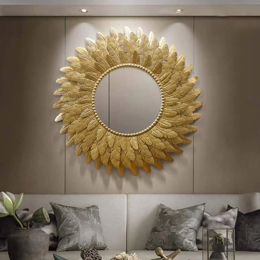 Exclusive Metal Leaf Mirror Wall Decor