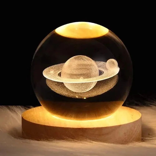 Glowing 3D Saturn Crystal Ball Ornaments With LED Lights