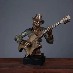 Sax player Bronze Bust Man Statue