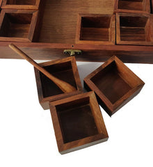 Sheesham Wood Spice Box (12 Compartments & A Spoon)