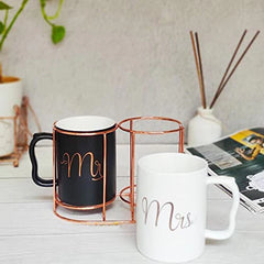 Ceramic Mr & Mrs Mugs Set With Stand