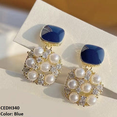 CEDH340 BTO Square Ear Drop Earrings Pair - CEDH