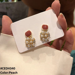 CEDH340 BTO Square Ear Drop Earrings Pair - CEDH