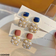 CEDH340 BTO Square Ear Drop Earrings Pair - CEDH