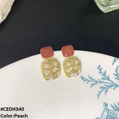 CEDH340 BTO Square Ear Drop Earrings Pair - CEDH