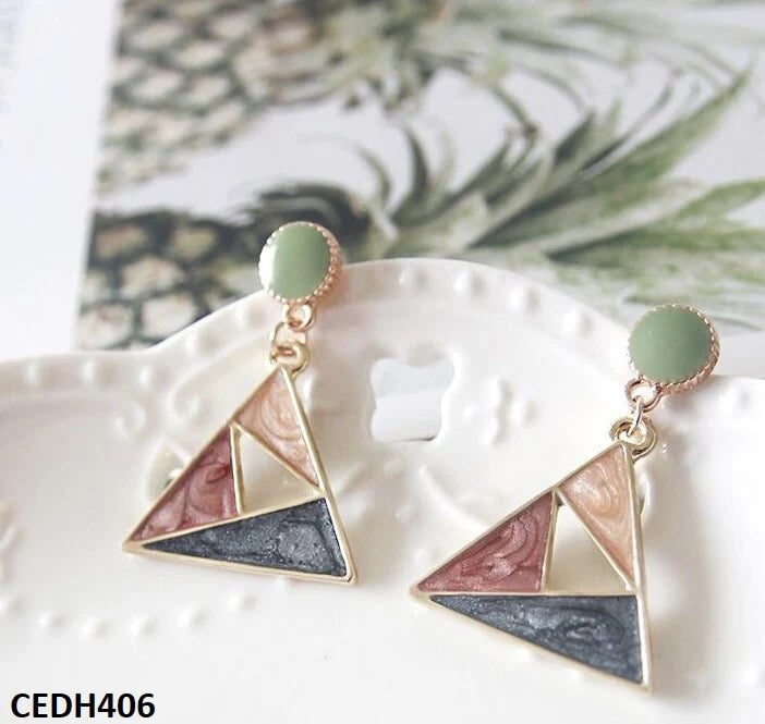 CEDH406 YHC Painted Triangle Drop Earrings Pair - CEDH