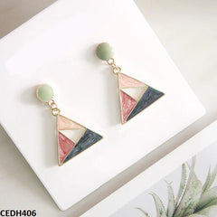 CEDH406 YHC Painted Triangle Drop Earrings Pair - CEDH