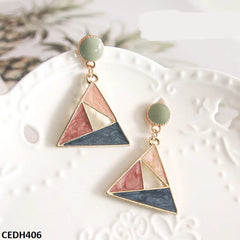 CEDH406 YHC Painted Triangle Drop Earrings Pair - CEDH