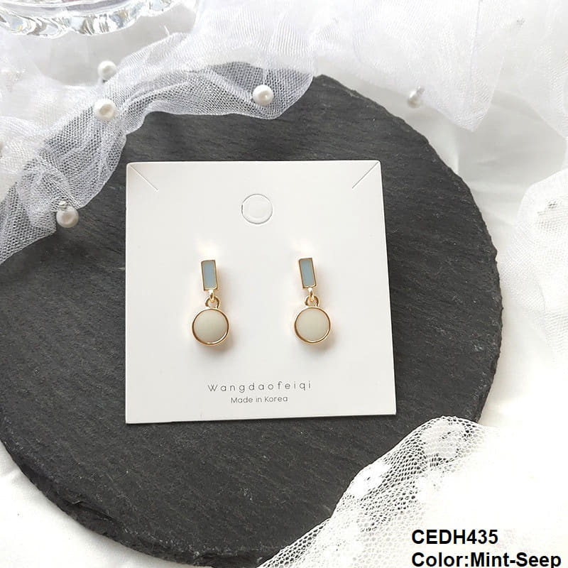 CEDH435 SIQ Painted Circle Ear Drop Pair - CEDH