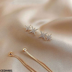 CEDH481 SGC Star With Chain Drop Earrings - CEDH