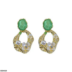 CEDH529 ZCD Oval/Round Casting Drop Earrings - CEDH