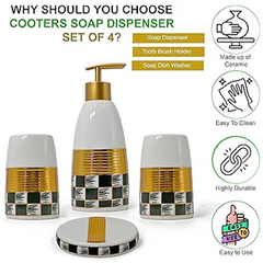 Premium Ceramic Check Texture Bathroom Accessories (Set Of 4)