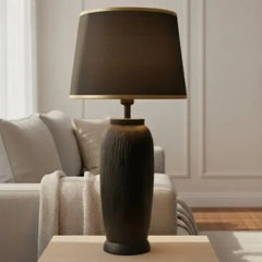 Contemporary Matte Black Table Lamp With Gold Accents