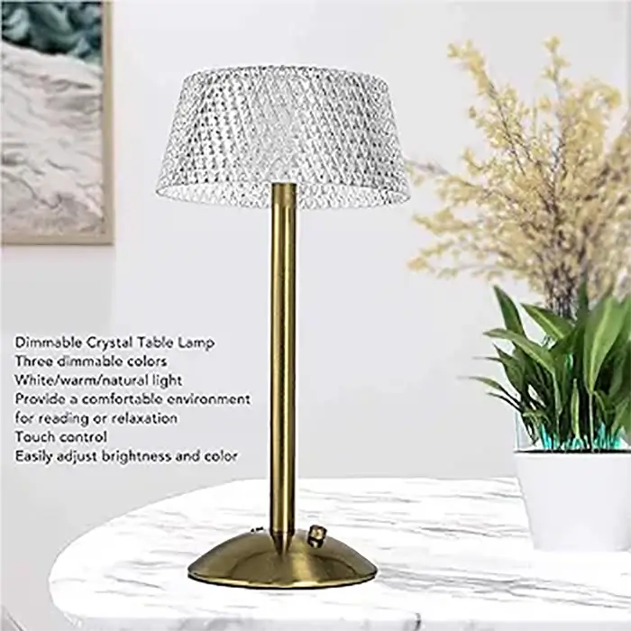 Cordless Touch Dimmable Crystal Lamp (3 Colors)