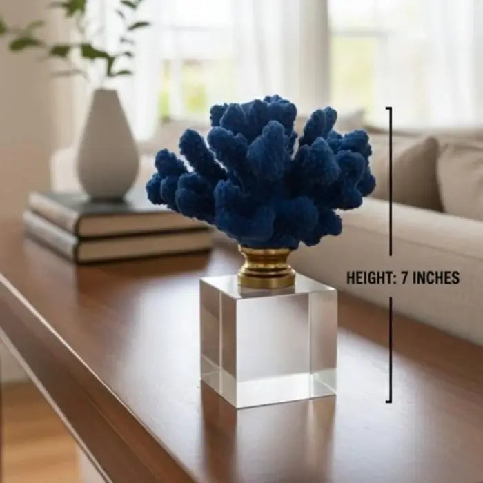 Acrylic Base Brass Finish Coral Decor