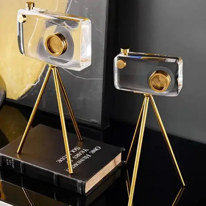 Modern Luxury Crystal Camera Sculpture