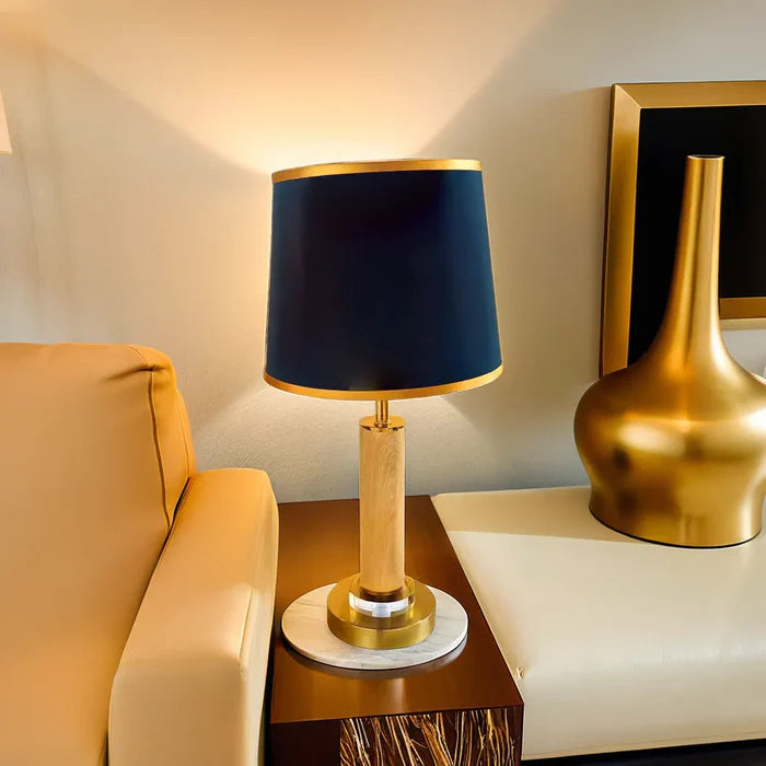 Cylindric Black & Gold Brass Table Lamp