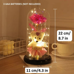 LED Eternal Teddy Bear Rose Decor