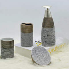 Self Textured Ceramic Bath Set (4 Pcs)