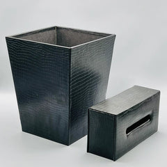 Leather Basket Tissue Box Set