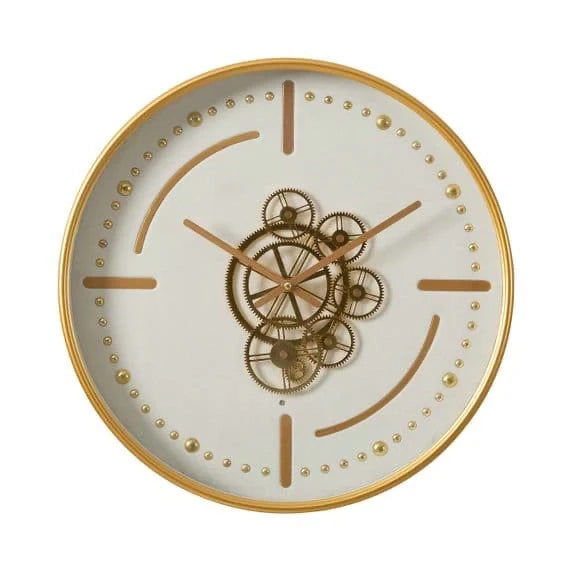 White and Golden Gears Wall Clock