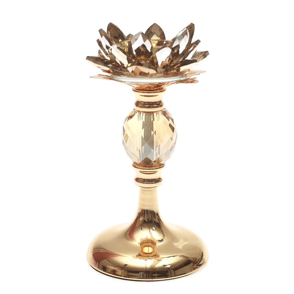 FLOWER CANDLE STAND METAL GOLDEN